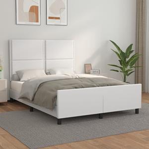 VidaXL Bedframe met hoofdbord kunstleer wit 140x200 cm