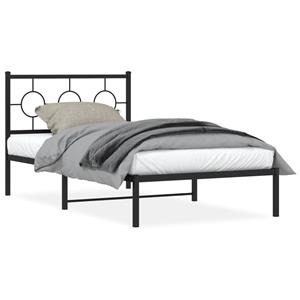 VidaXL Bedframe met hoofdbord metaal zwart 100x190 cm