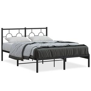 VidaXL Bedframe met hoofdbord metaal zwart 135x190 cm