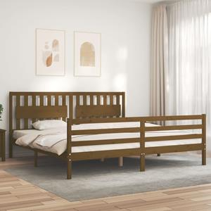 VidaXL Bedframe met hoofdbord massief hout honingbruin 200x200 cm