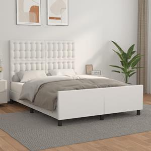 VidaXL Bedframe met hoofdbord kunstleer wit 140x190 cm