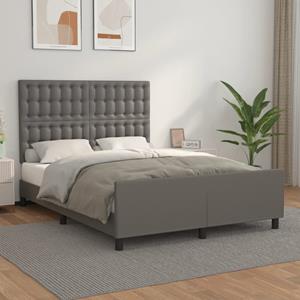 VidaXL Bedframe met hoofdbord kunstleer grijs 140x190 cm