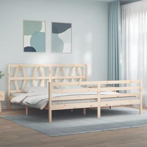 VidaXL Bedframe met hoofdbord massief hout 200x200 cm