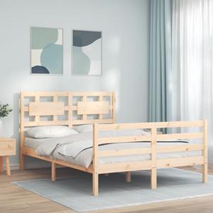 VidaXL Bedframe met hoofdbord massief hout 140x190 cm