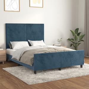 VidaXL Bedframe met hoofdeinde fluweel donkerblauw 140x190 cm