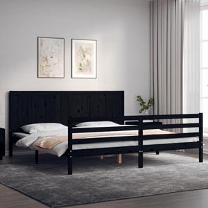 VidaXL Bedframe met hoofdbord massief hout zwart 200x200 cm