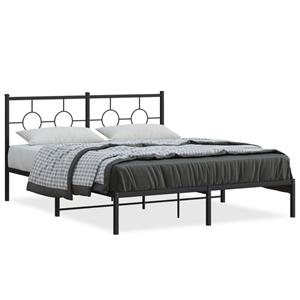 VidaXL Bedframe met hoofdbord metaal zwart 150x200 cm