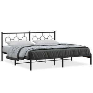 VidaXL Bedframe met hoofdbord metaal zwart 200x200 cm