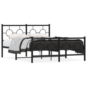 VidaXL Bedframe met hoofd- en voeteneinde metaal zwart 135x190 cm