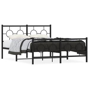 VidaXL Bedframe met hoofd- en voeteneinde metaal zwart 140x190 cm