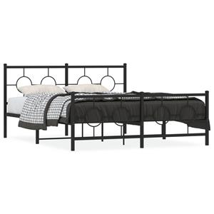 VidaXL Bedframe met hoofd- en voeteneinde metaal zwart 150x200 cm