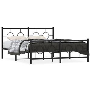 VidaXL Bedframe met hoofd- en voeteneinde metaal zwart 160x200 cm