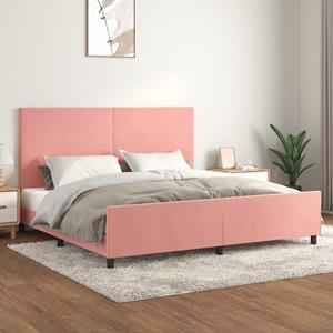 VidaXL Bedframe met hoofdeinde fluweel roze 200x200 cm