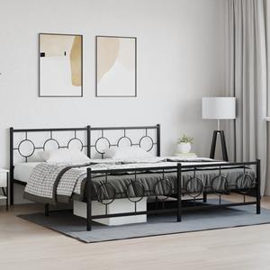 VidaXL Bedframe met hoofd- en voeteneinde metaal zwart 200x200 cm