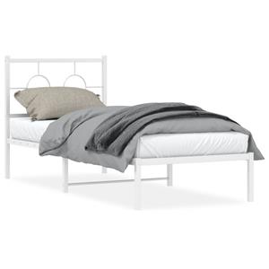 VidaXL Bedframe met hoofdbord metaal wit 75 x 190 cm