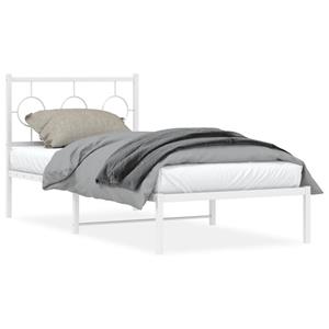 VidaXL Bedframe met hoofdbord metaal wit 90x190 cm