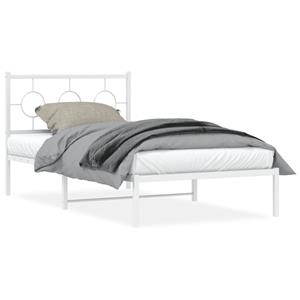 VidaXL Bedframe met hoofdbord metaal wit 100x190 cm