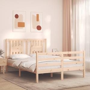 VidaXL Bedframe met hoofdbord massief hout 140x190 cm