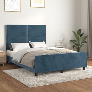 VidaXL Bedframe met hoofdeinde fluweel donkerblauw 140x190 cm