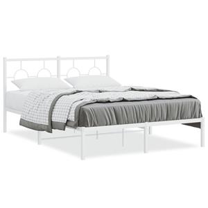 VidaXL Bedframe met hoofdbord metaal wit 135x190 cm