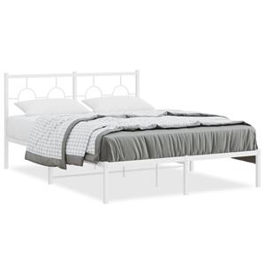 VidaXL Bedframe met hoofdbord metaal wit 140x190 cm