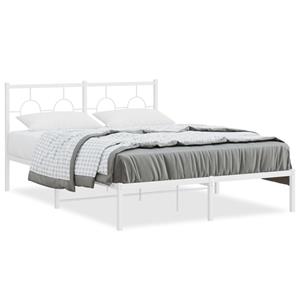 VidaXL Bedframe met hoofdbord metaal wit 140x200 cm