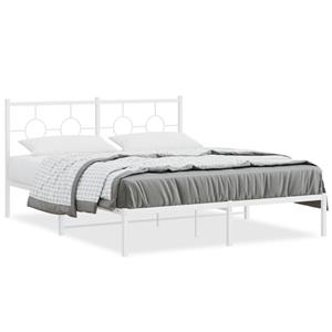 VidaXL Bedframe met hoofdbord metaal wit 150x200 cm