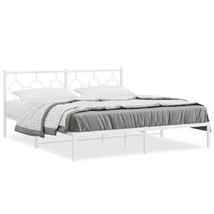 VidaXL Bedframe met hoofdbord metaal wit 180x200 cm