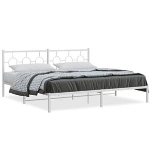 VidaXL Bedframe met hoofdbord metaal wit 200x200 cm