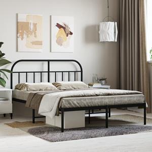 VidaXL Bedframe met hoofdbord metaal zwart 135x190 cm