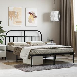 VidaXL Bedframe met hoofdbord metaal zwart 140x190 cm