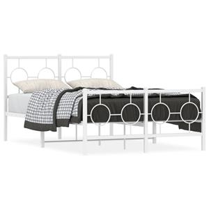 VidaXL Bedframe met hoofd- en voeteneinde metaal wit 120x200 cm