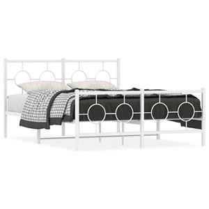 VidaXL Bedframe met hoofd- en voeteneinde metaal wit 135x190 cm