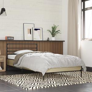 VidaXL Bedframe bewerkt hout en metaal sonoma eikenkleurig 75x190 cm