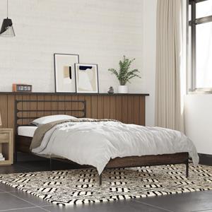 VidaXL Bedframe bewerkt hout en metaal bruin eikenkleurig 75x190 cm