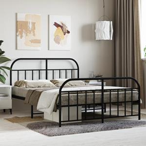 VidaXL Bedframe met hoofd- en voeteneinde metaal zwart 135x190 cm