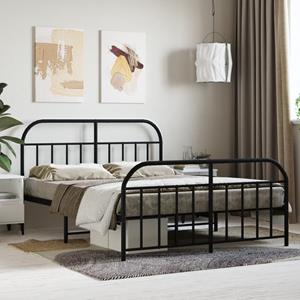 VidaXL Bedframe met hoofd- en voeteneinde metaal zwart 140x190 cm