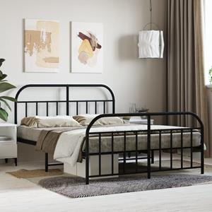 VidaXL Bedframe met hoofd- en voeteneinde metaal zwart 140x200 cm