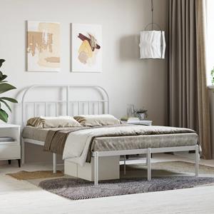 VidaXL Bedframe met hoofdbord metaal wit 120x190 cm