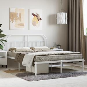 VidaXL Bedframe met hoofdbord metaal wit 140x190 cm