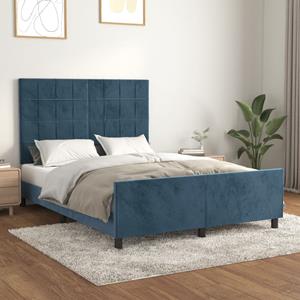 VidaXL Bedframe met hoofdeinde fluweel donkerblauw 140x190 cm