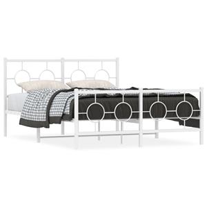 VidaXL Bedframe met hoofd- en voeteneinde metaal wit 140x200 cm