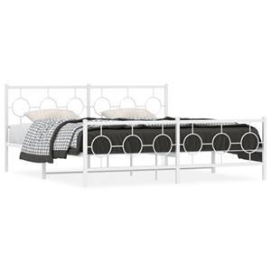 VidaXL Bedframe met hoofd- en voeteneinde metaal wit 180x200 cm