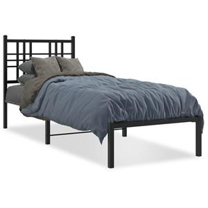 VidaXL Bedframe met hoofdbord metaal zwart 75x190 cm