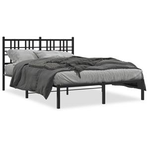 VidaXL Bedframe met hoofdbord metaal zwart 135x190 cm