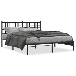 VidaXL Bedframe met hoofdbord metaal zwart 150x200 cm