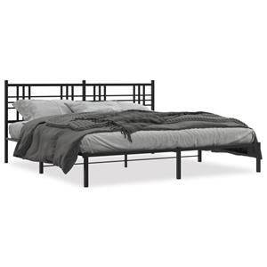 VidaXL Bedframe met hoofdbord metaal zwart 180x200 cm