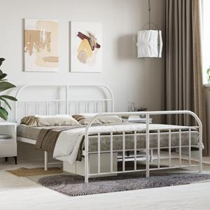 VidaXL Bedframe met hoofd- en voeteneinde metaal wit 140x190 cm