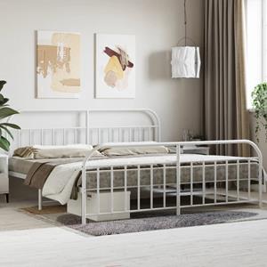 VidaXL Bedframe met hoofd- en voeteneinde metaal wit 200x200 cm