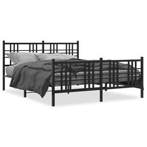 VidaXL Bedframe met hoofd- en voeteneinde metaal zwart 160x200 cm